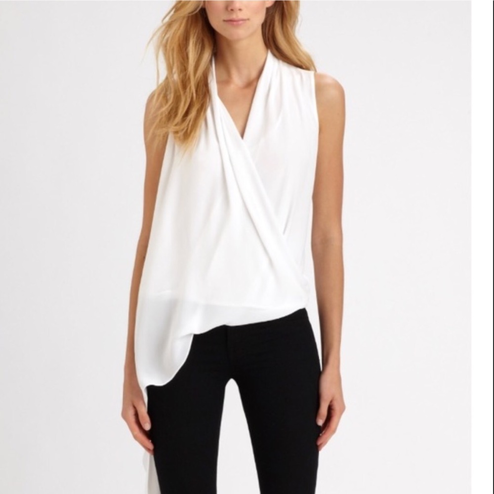 Bcbgmaxazria Cecil white draped asymmetrical top